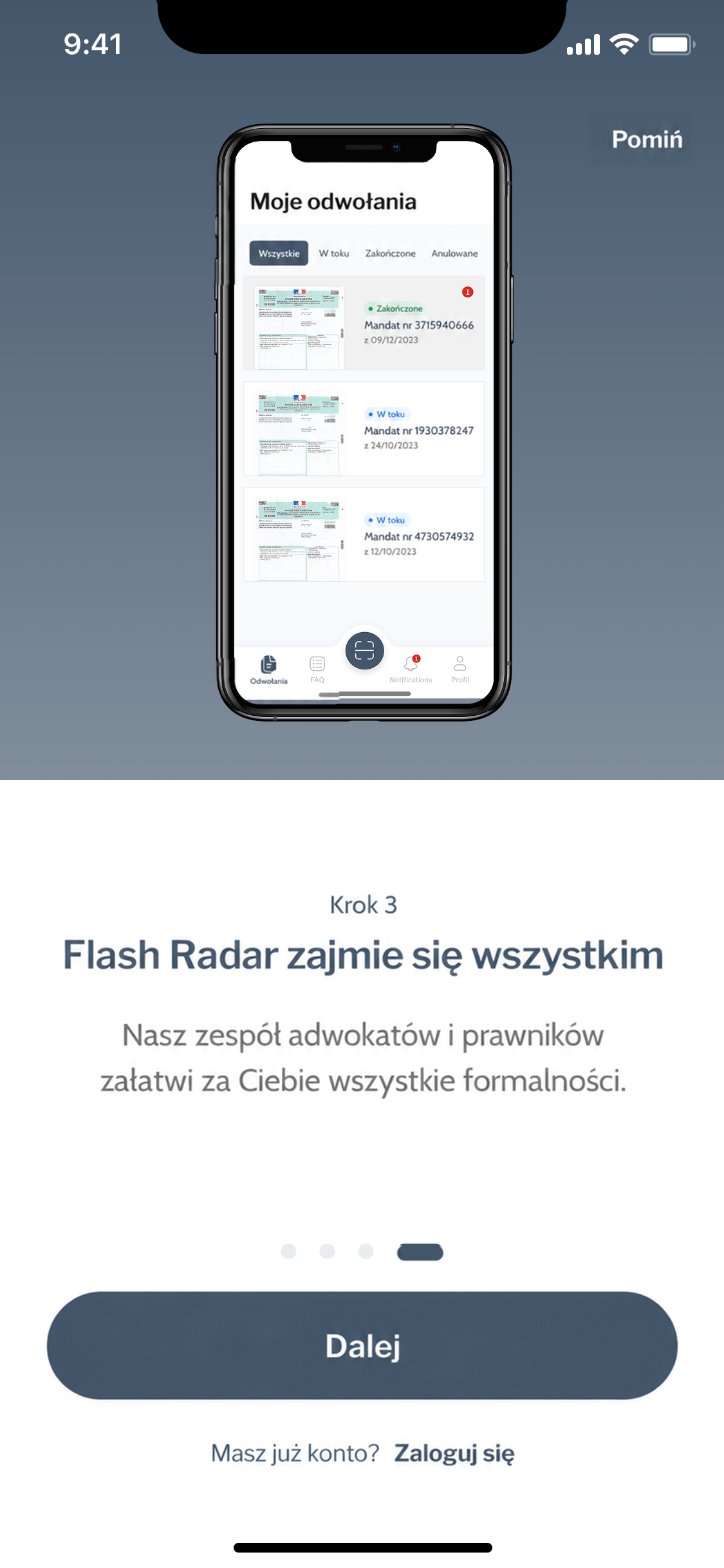Maquette mobile Flash Radar