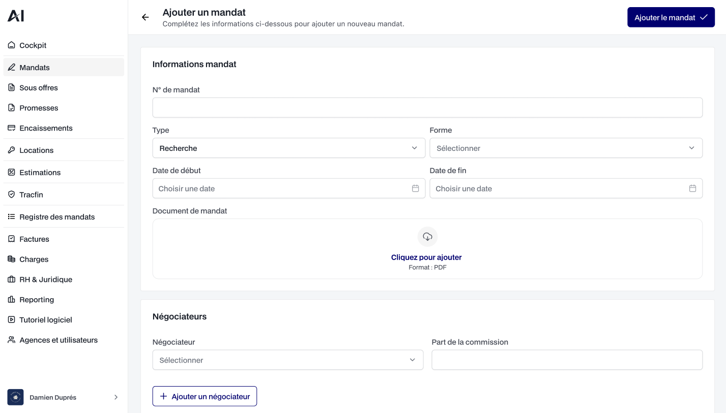 Maquette web Admin Immo