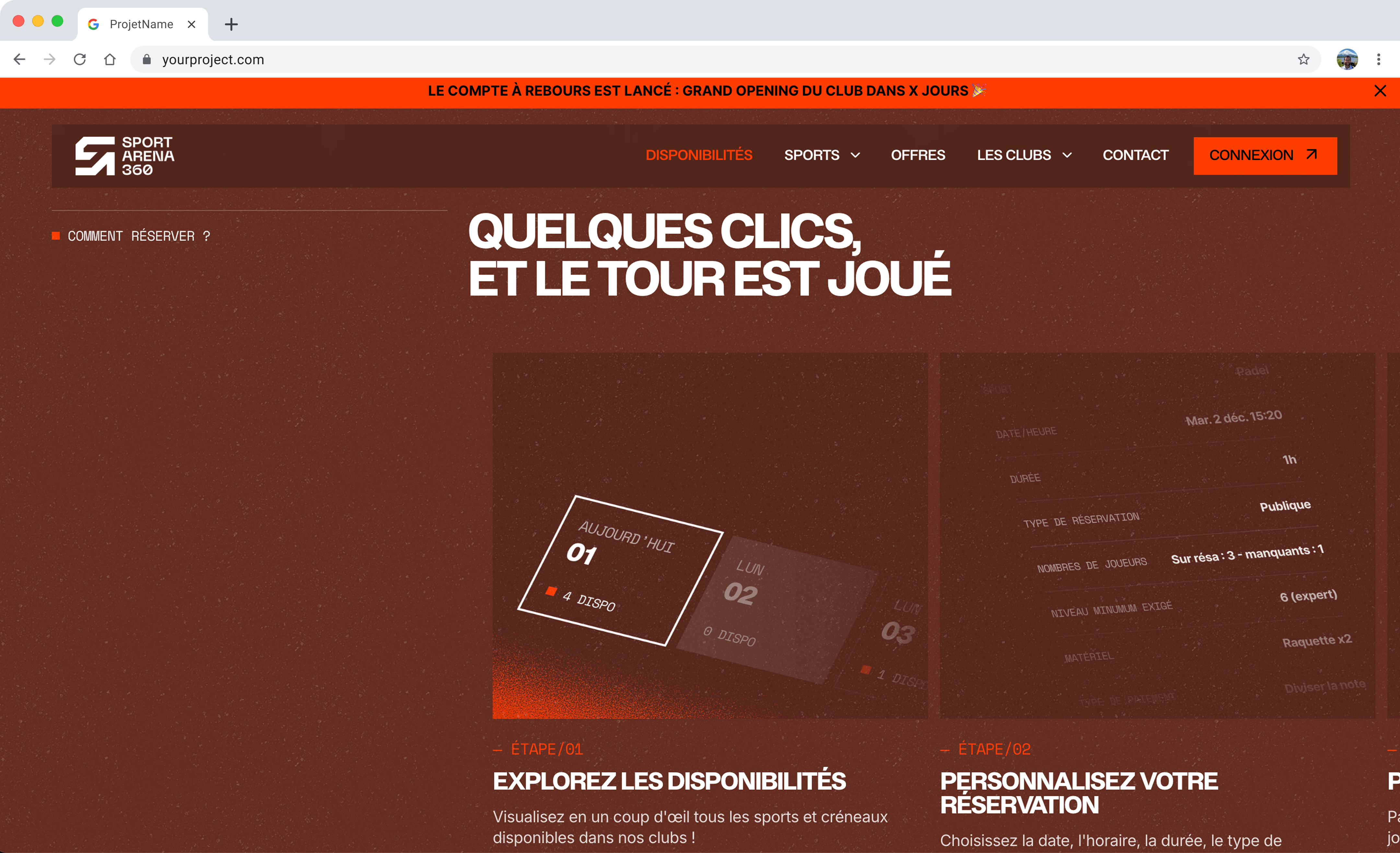 Maquette web Sport Arena 360