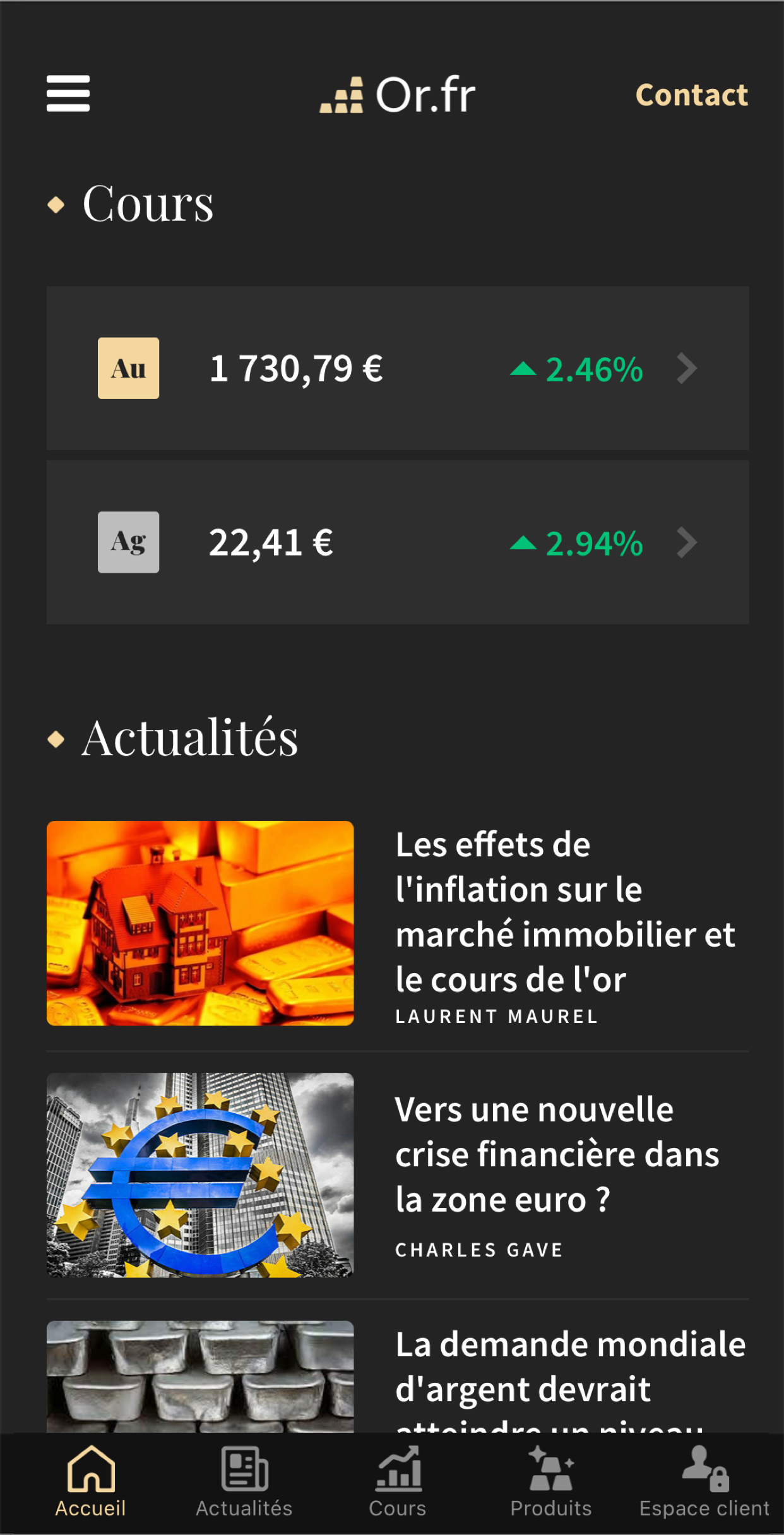 Maquette mobile Or.fr