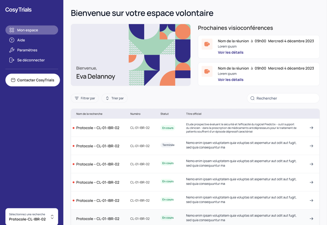 Maquette web CosyTrials