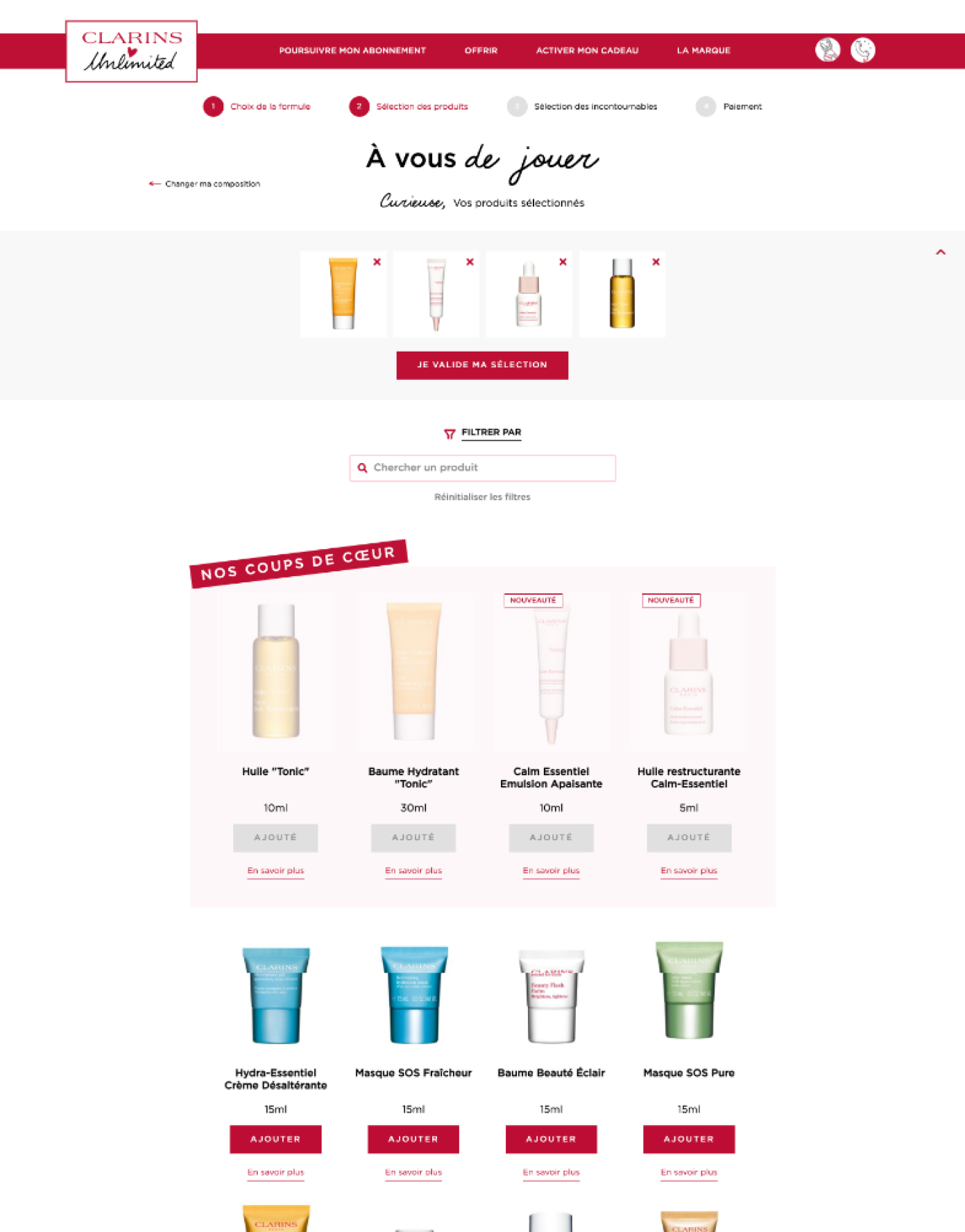 Maquette mobile Clarins Unlimited