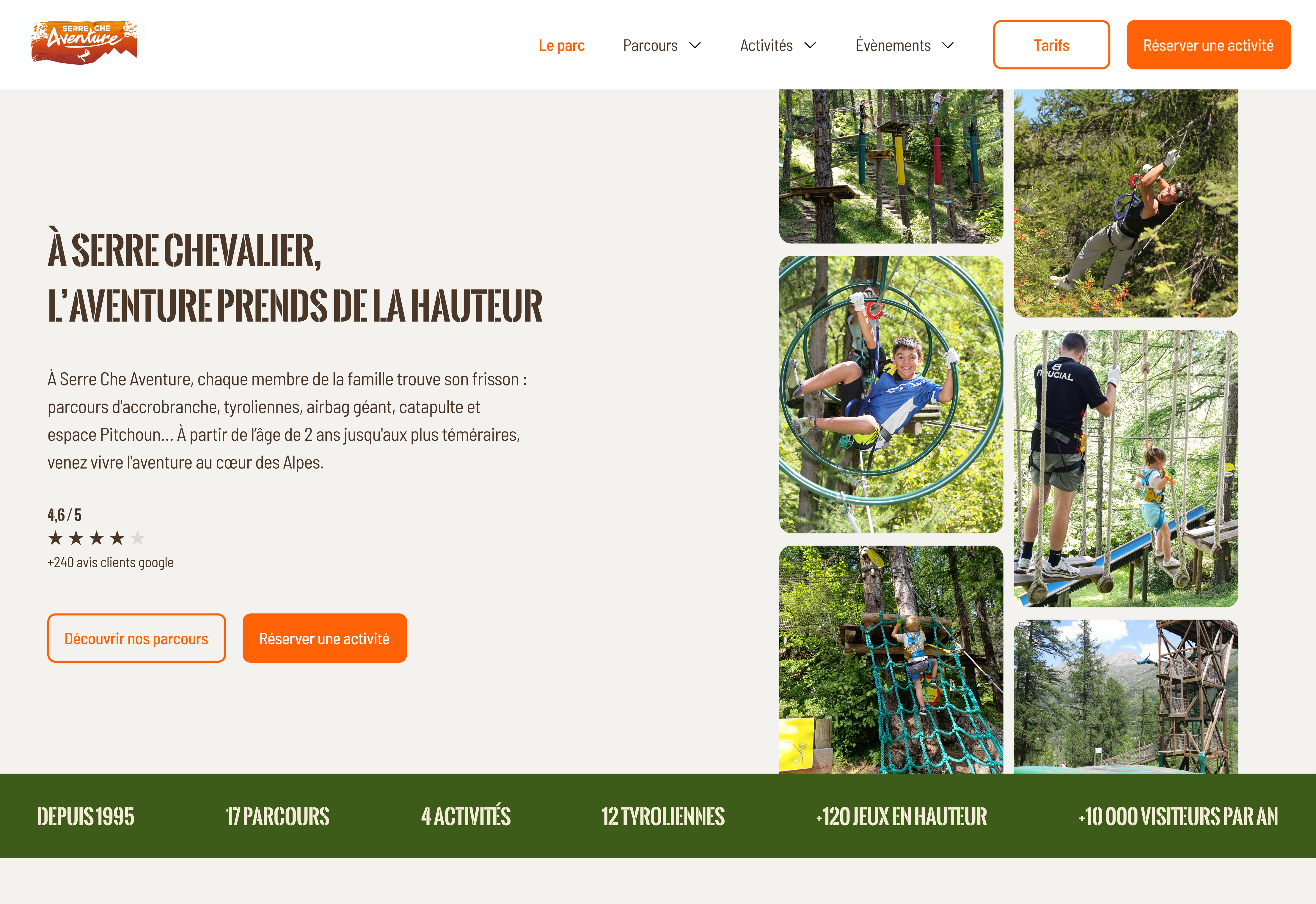 Maquette web Serre Che Aventure