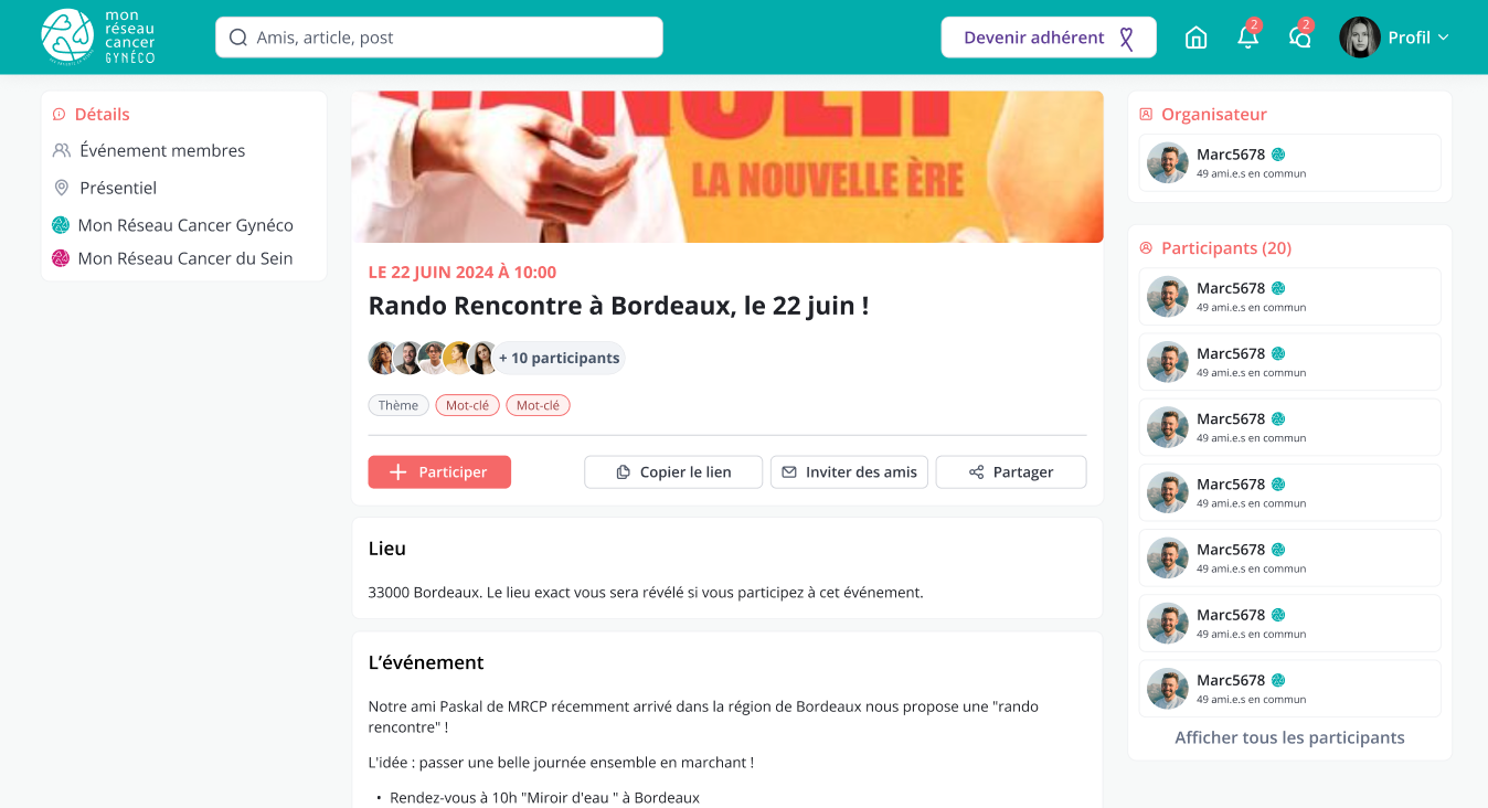 Maquette web Patients en Réseau