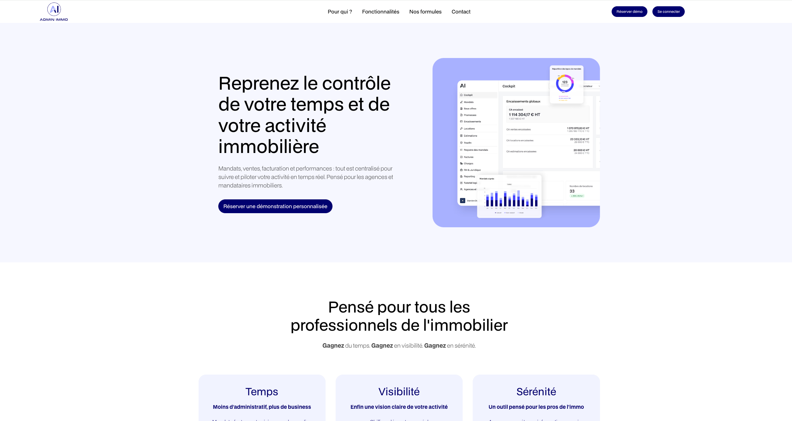 Maquette web Admin Immo