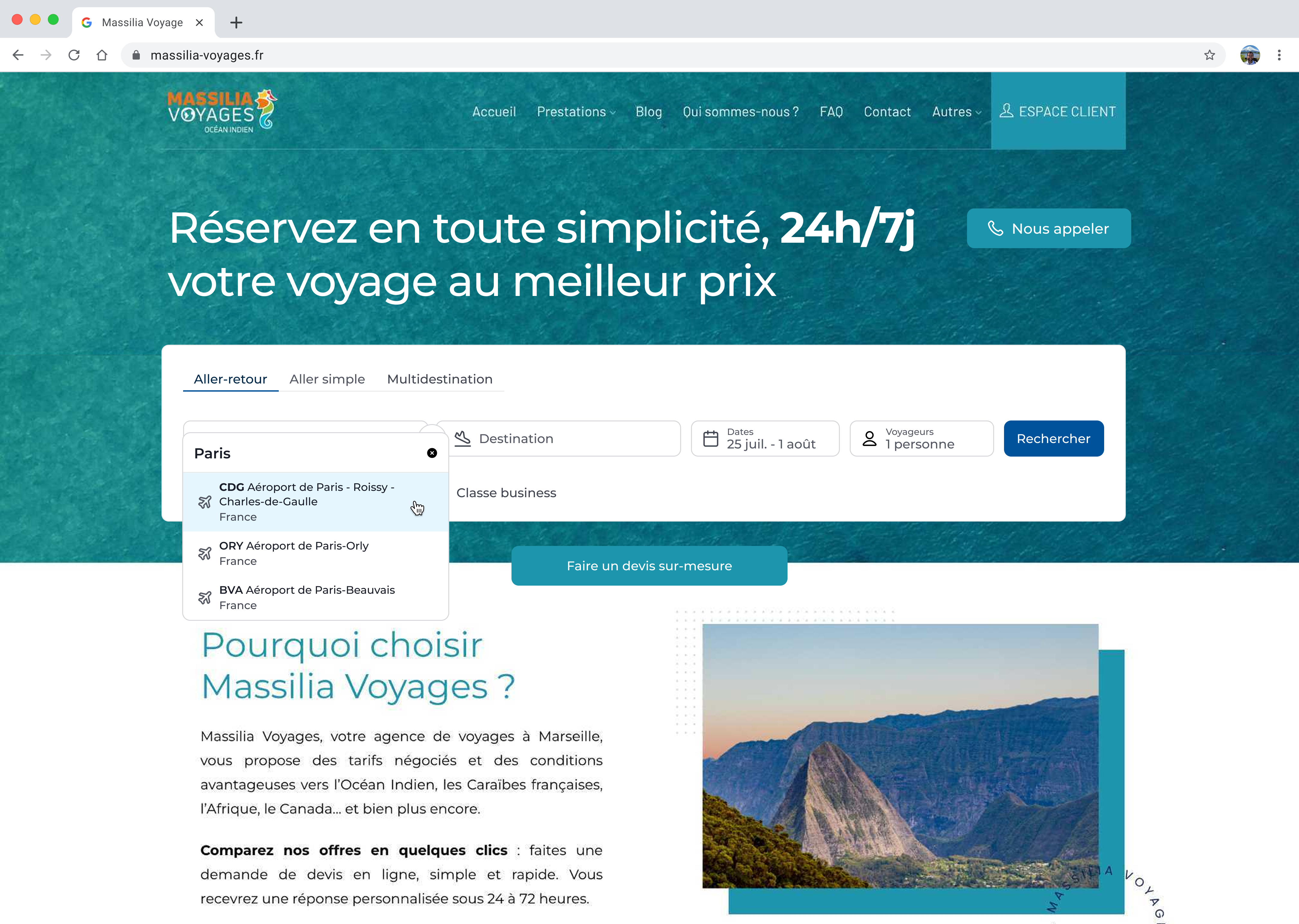 Maquette web Massilia Voyages